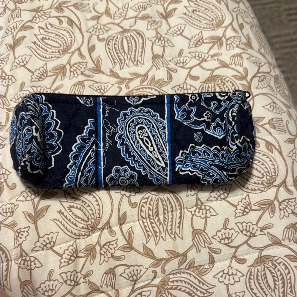 Vera Bradley Navy and White Floral Pencil Pouch